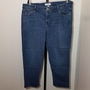 Lane Bryant Womans Size 20 Jeans Girlfriend Crop Mid Rise Retro Boho Festival